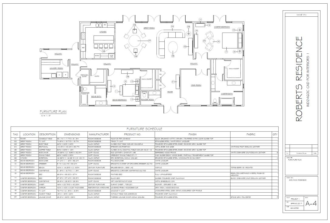 Roberts Residence Furniture Plan
